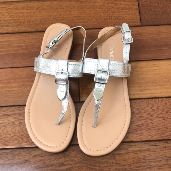 Coach | Shoes | Coach Cassidy Silver Sandals 65 | Poshmark